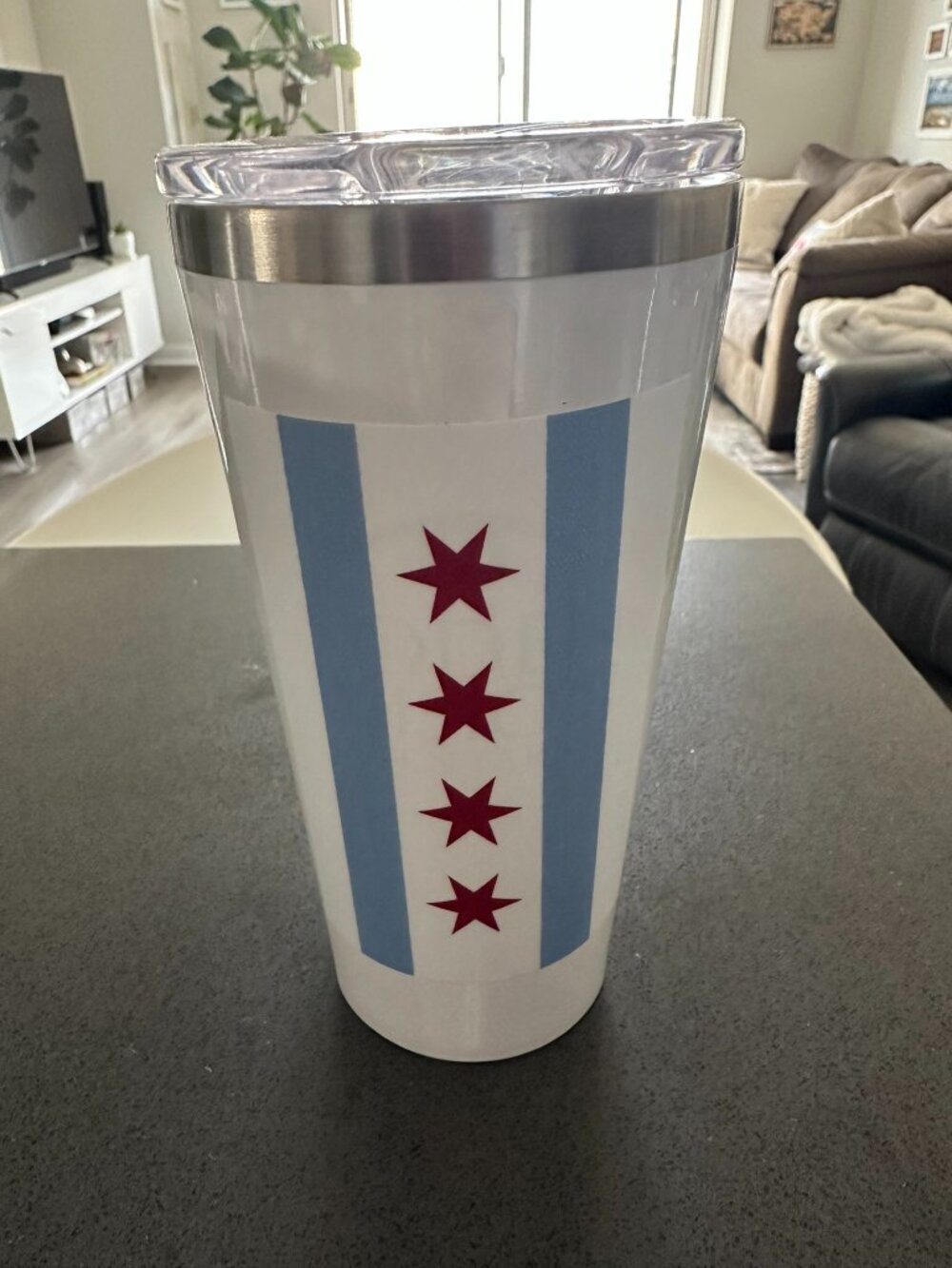 16 oz Chicago Flag Classic Tumbler Cup with Closable Lid - Corkcicle - White